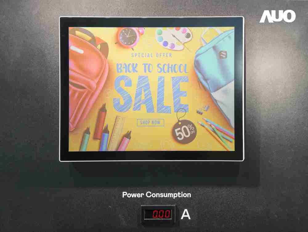 冰球突破展示胆固醇液晶超低耗能户外全彩显示器，，，ChLC（胆固醇液晶）以双稳态技术使静态显示零功耗，，，具省电、、、高彩度、、、、环保的特性，，，还整合软硬件系统解决方案，，，，可透过单一云端平台管理